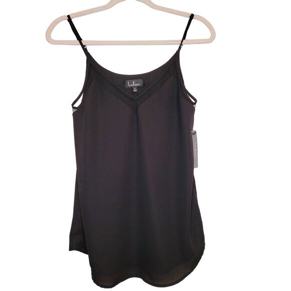 New Lulu's Womens Black Flowy Layered Vneck Camisole Top Size Small - Picture 1 of 11